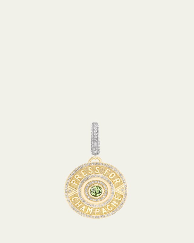 18K Yellow Gold Press for Champagne Charm with Diamonds and Tourmaline